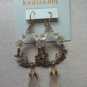 lonna & lilly Floral Rhinestone Drop Earrings NEW w TAG